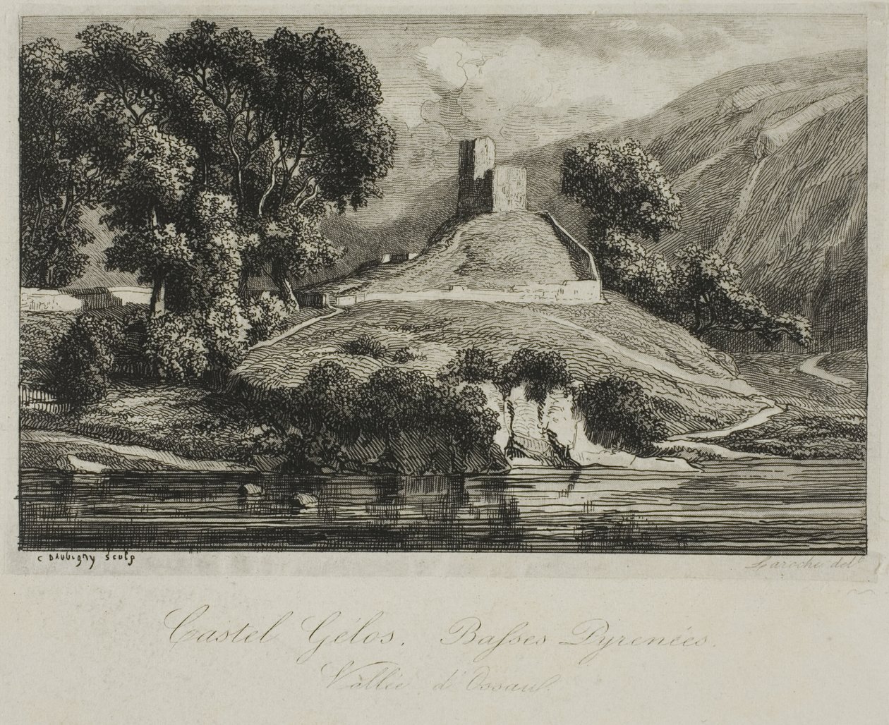 Castel Gélos (Vallei van Ossau) door Charles Francois Daubigny