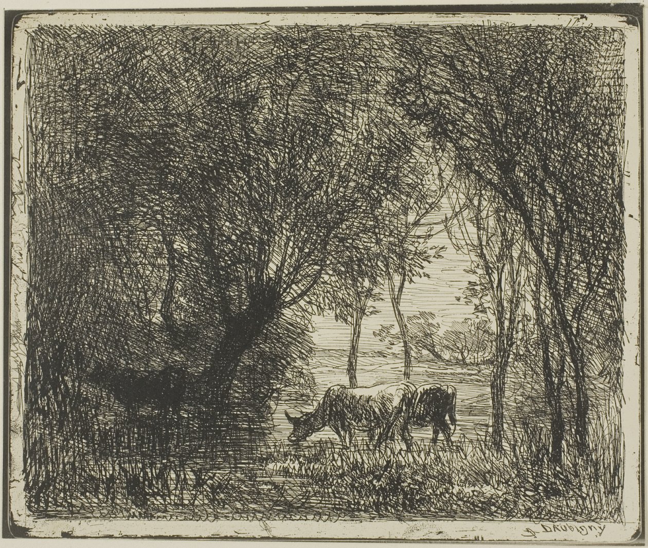 Koeien in een Bos door Charles Francois Daubigny