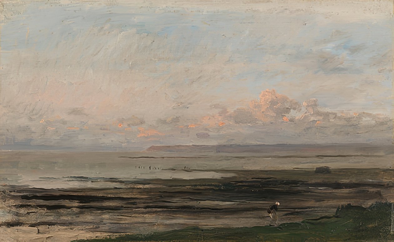 De zee bij eb door Charles Francois Daubigny
