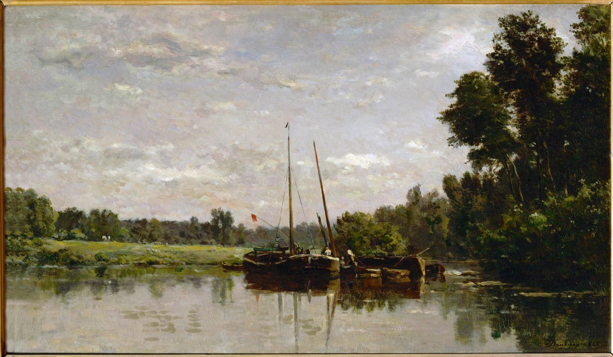 Les peniches - de schuiten ... door Charles Francois Daubigny