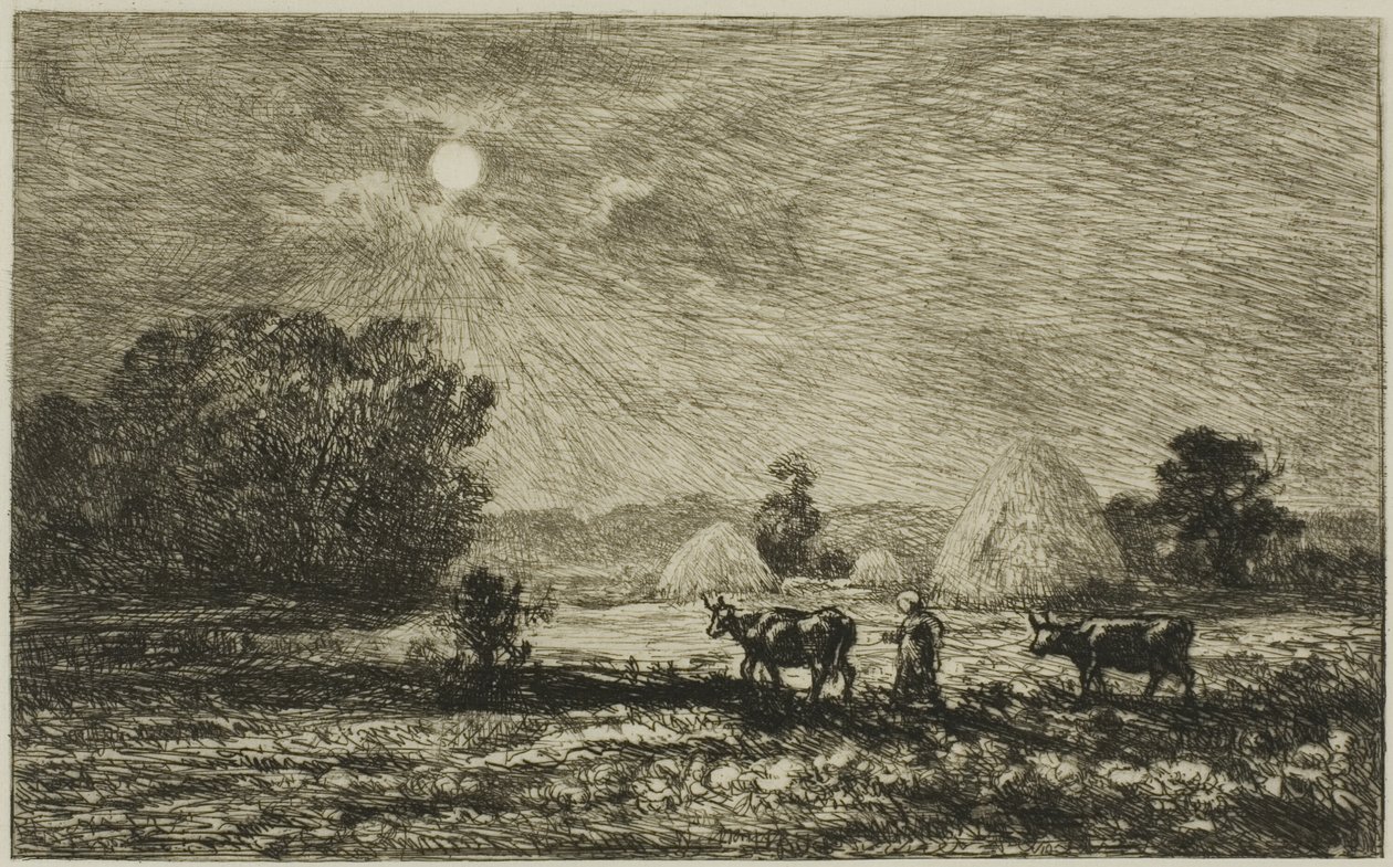Maanlicht in Valmondois door Charles Francois Daubigny
