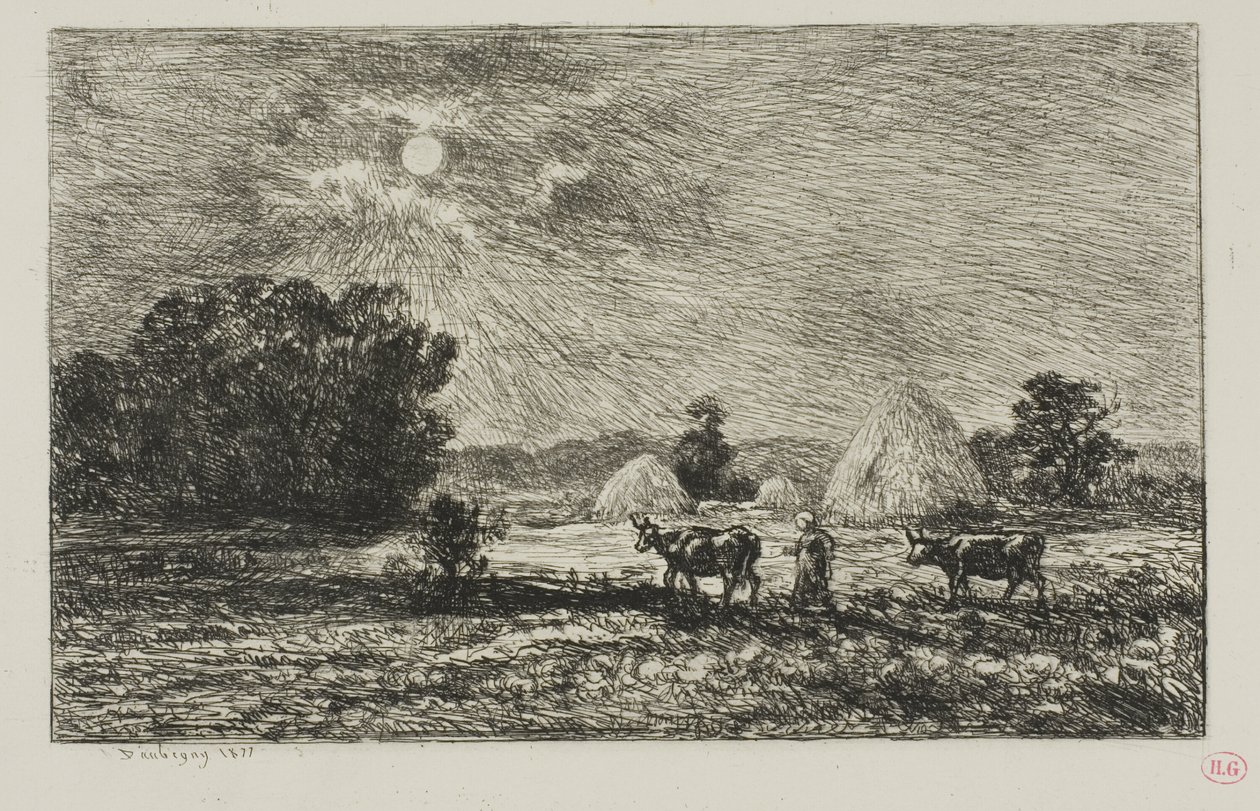 Maanlicht in Valmondois door Charles Francois Daubigny