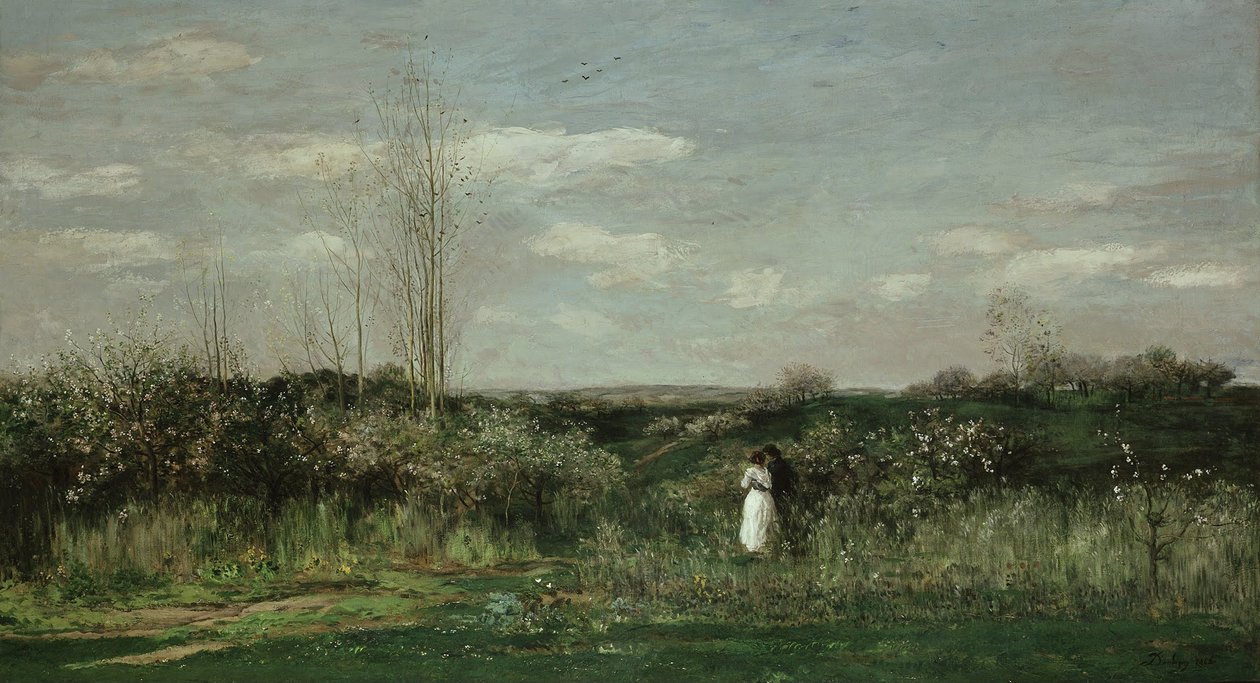 Landschap in de lente, 1862 door Charles Francois Daubigny