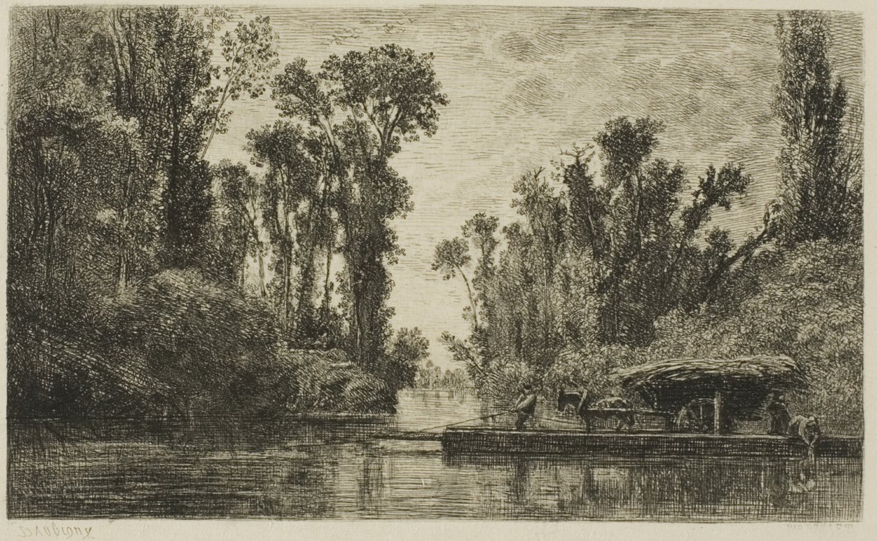 De Bezons-veerboot door Charles Francois Daubigny