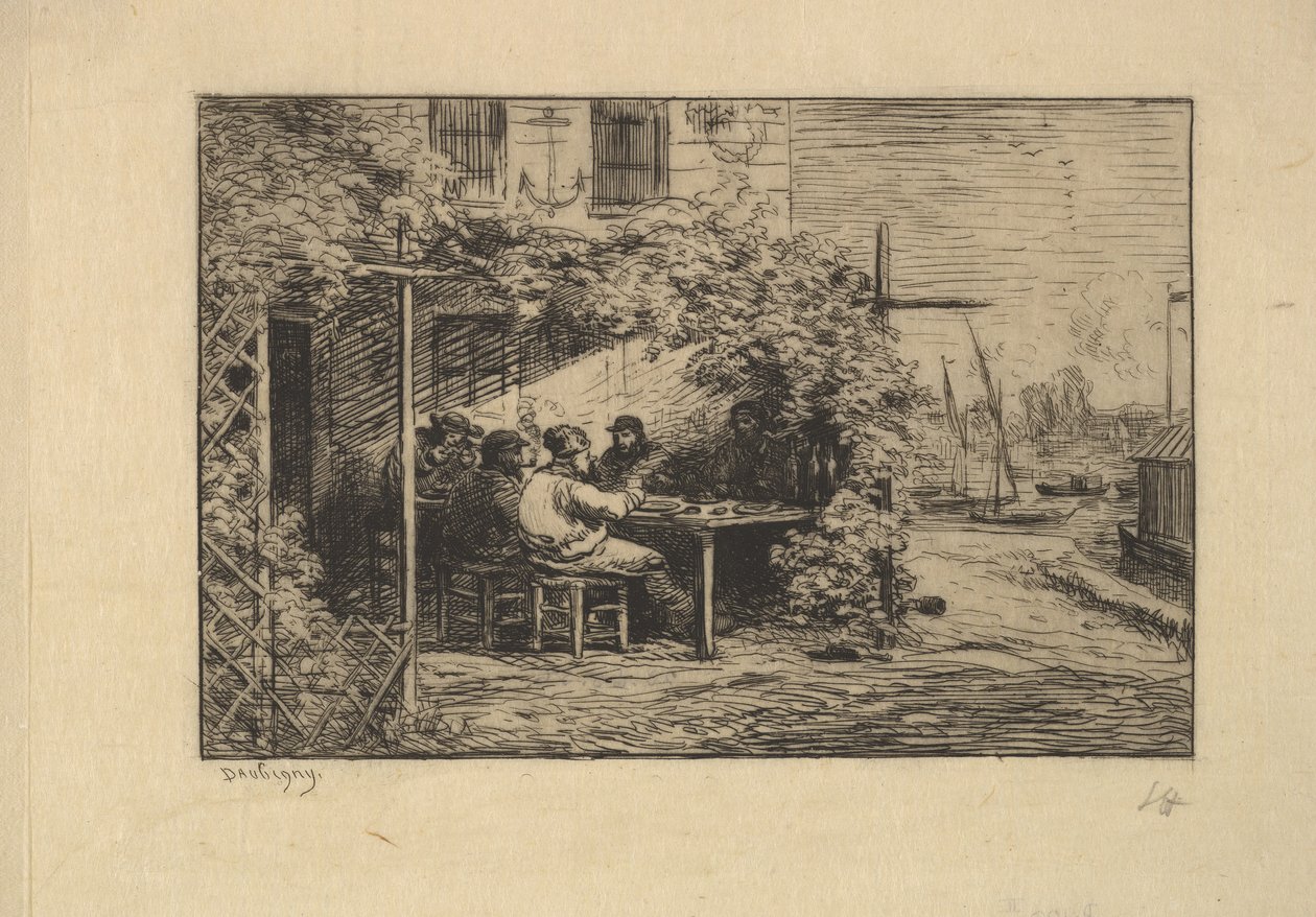 Het Afscheidsonbijt in Asnières, 1861 door Charles Francois Daubigny