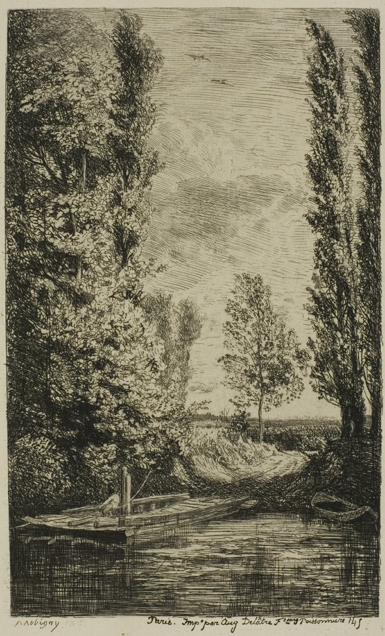 De veerboot door Charles Francois Daubigny