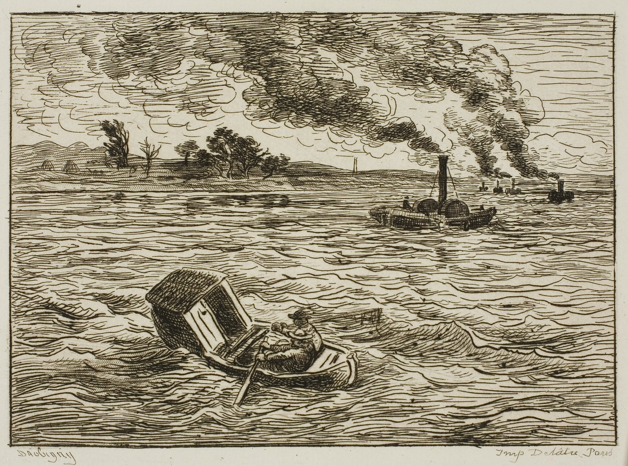 De stoomschepen door Charles Francois Daubigny