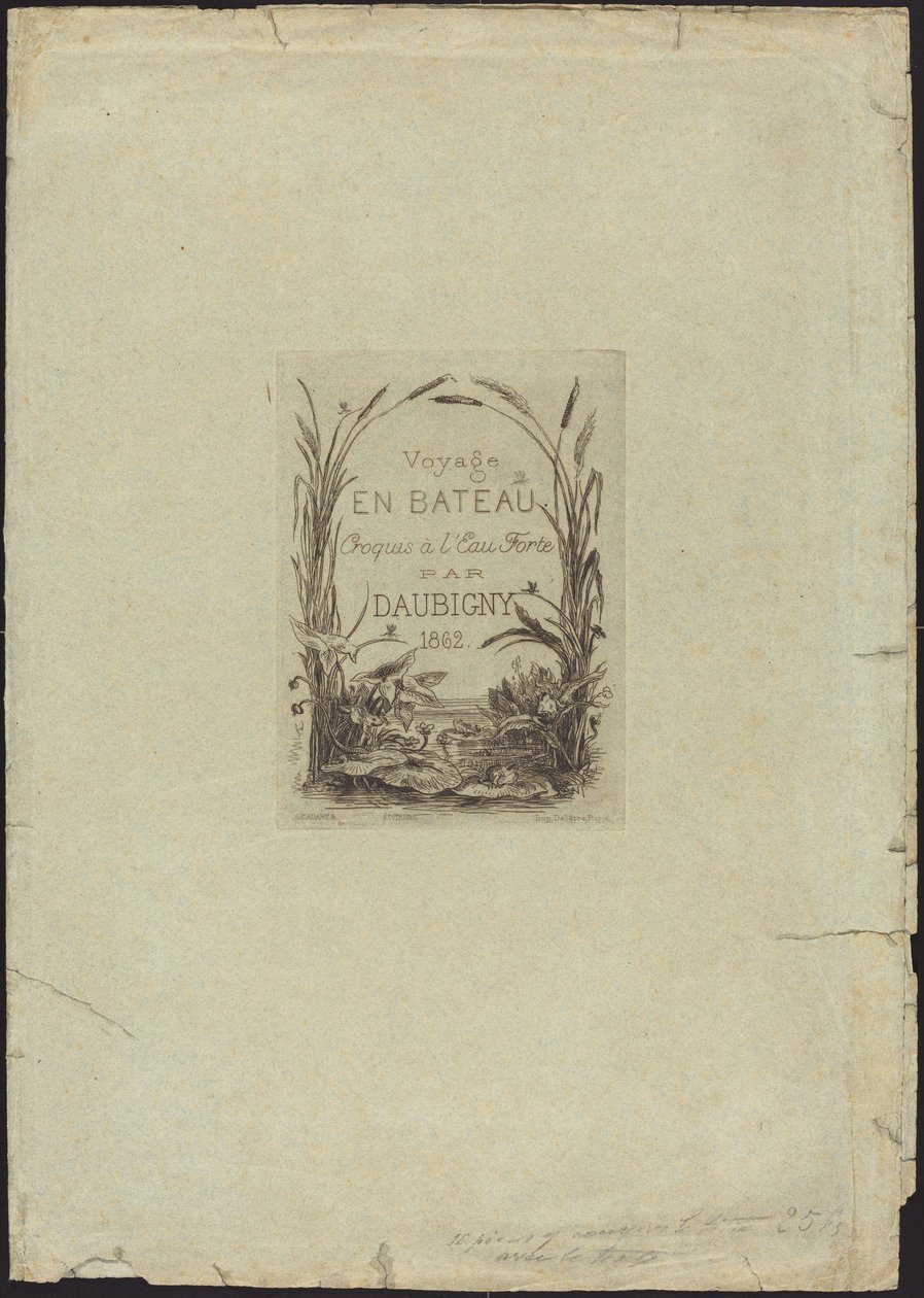 Omslag voor "Voyage en bateau" door Charles Francois Daubigny