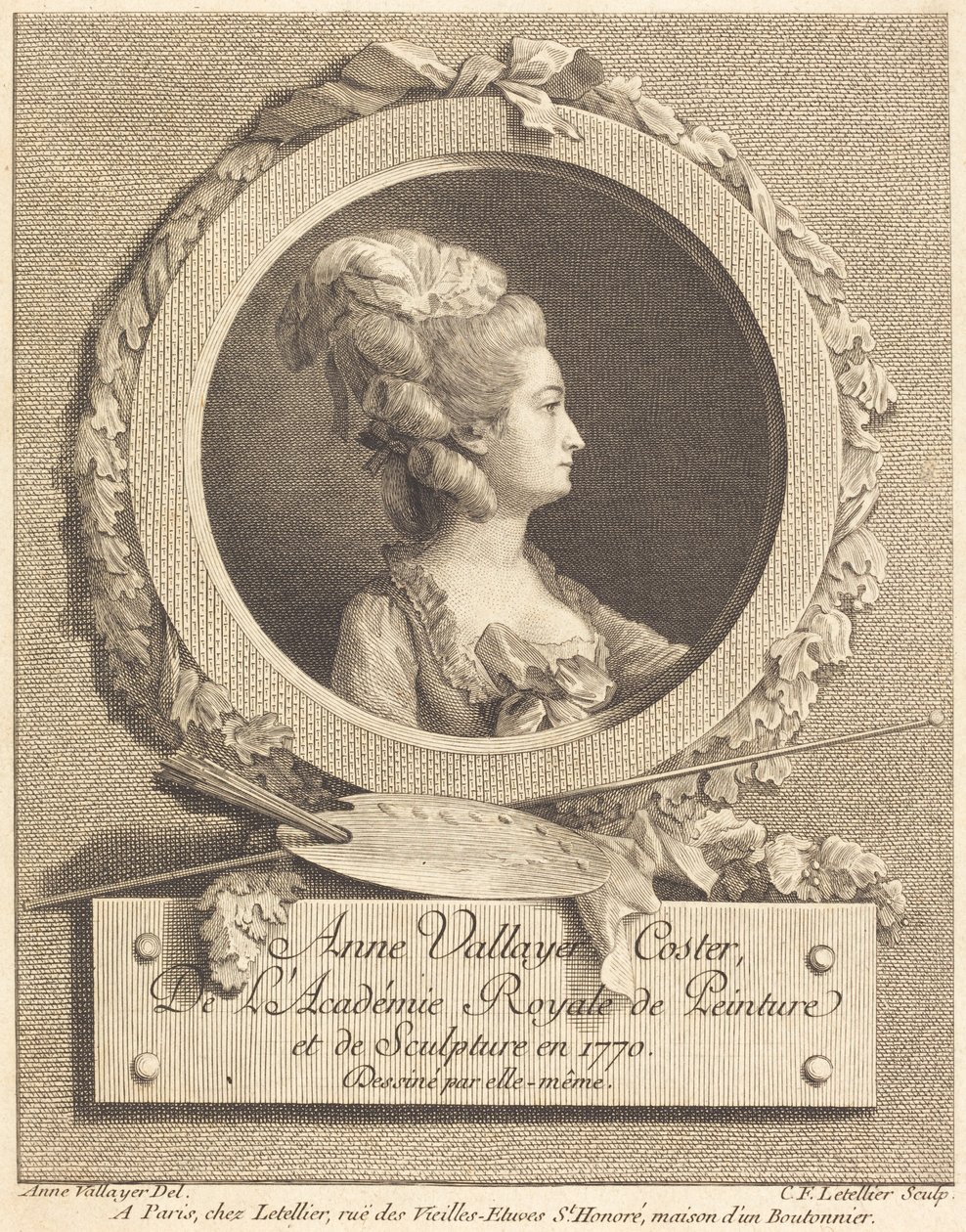 Anne Vallayer-Coster door Charles Francois Le Tellier after Anne Vallayer Coster