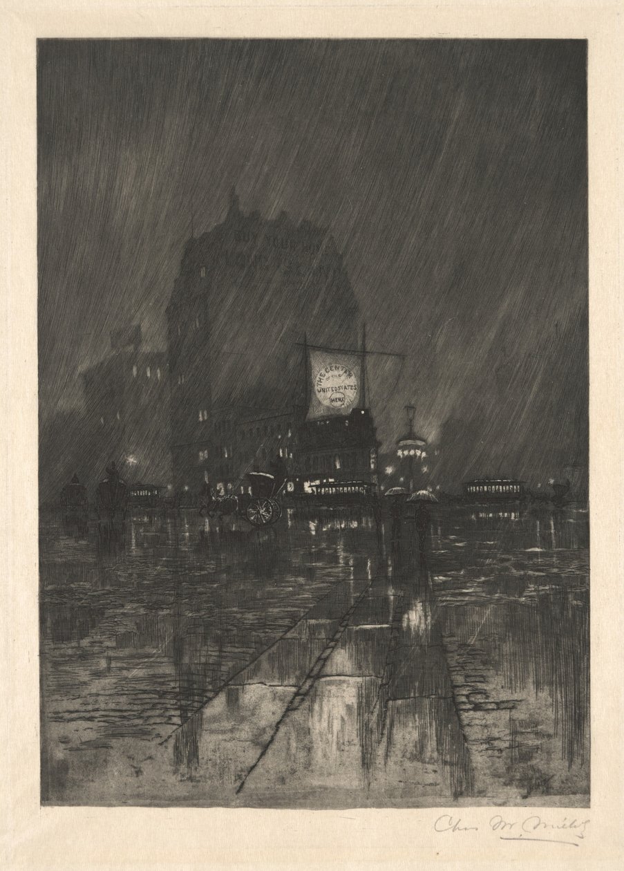 Een Regenachtige Nacht, Madison Square door Charles Frederick William Mielatz