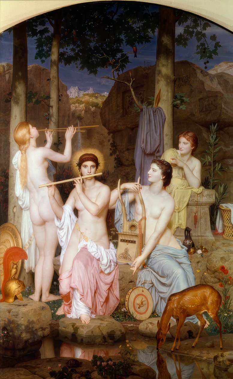 Minerva en de Gratiën door Charles Gleyre