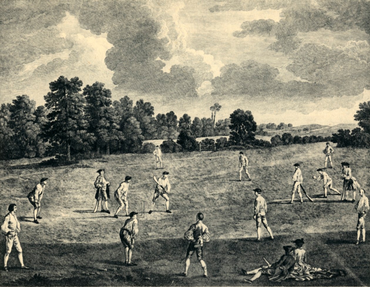 Cricketwedstrijd in Mary-Le-Bone Fields, 1748, 1947 door Charles Grignion