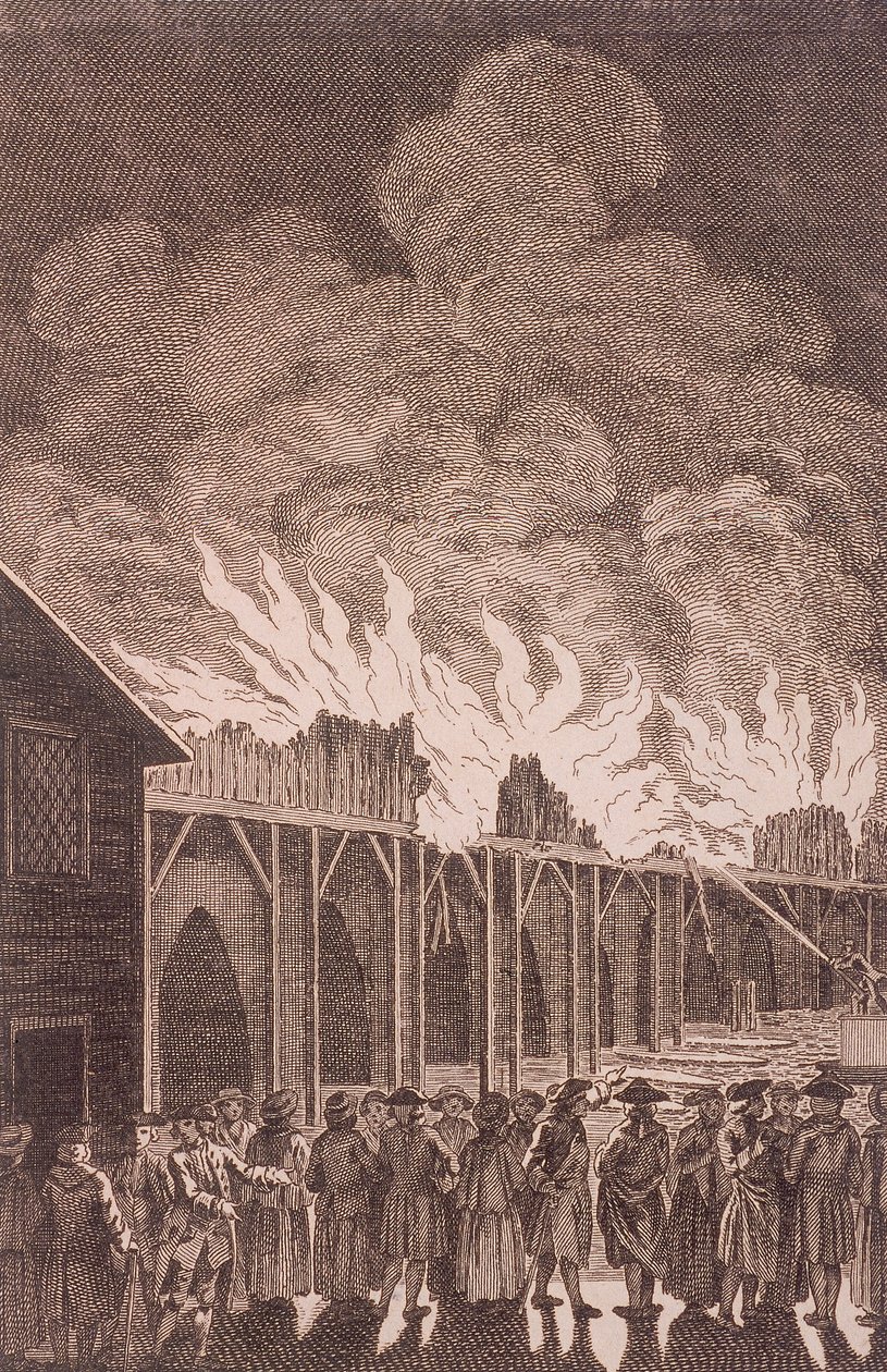 Oude London Bridge, Londen, 1775 door Charles Grignion