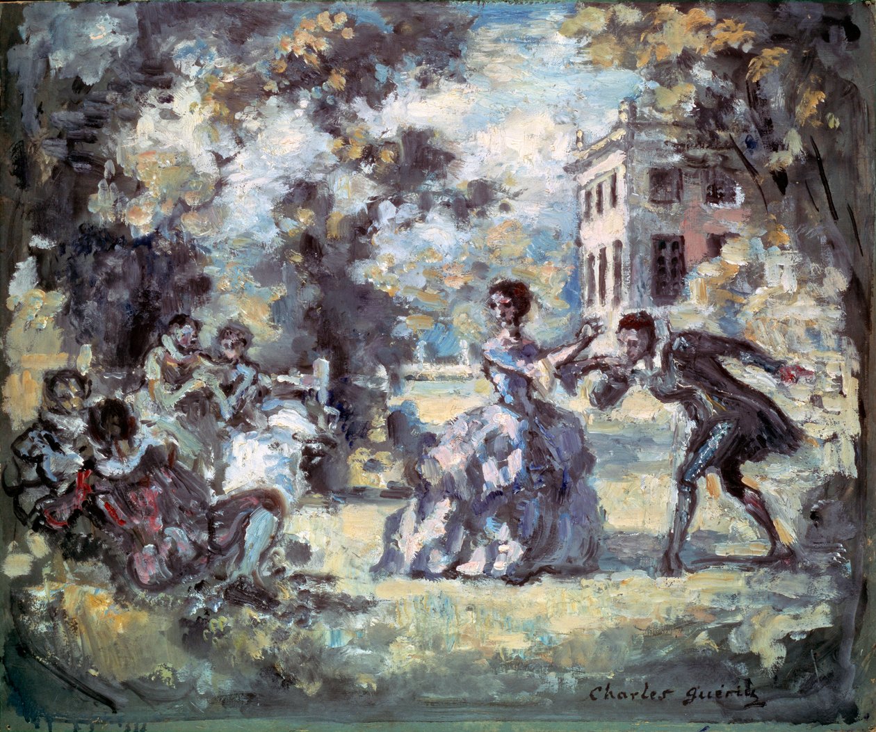 Liefdesscène, ca. 1908 door Charles Guerin