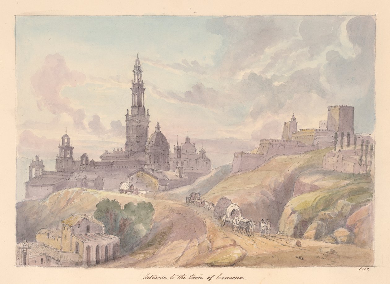 Ingang van de stad Carmona door Charles Hamilton Smith