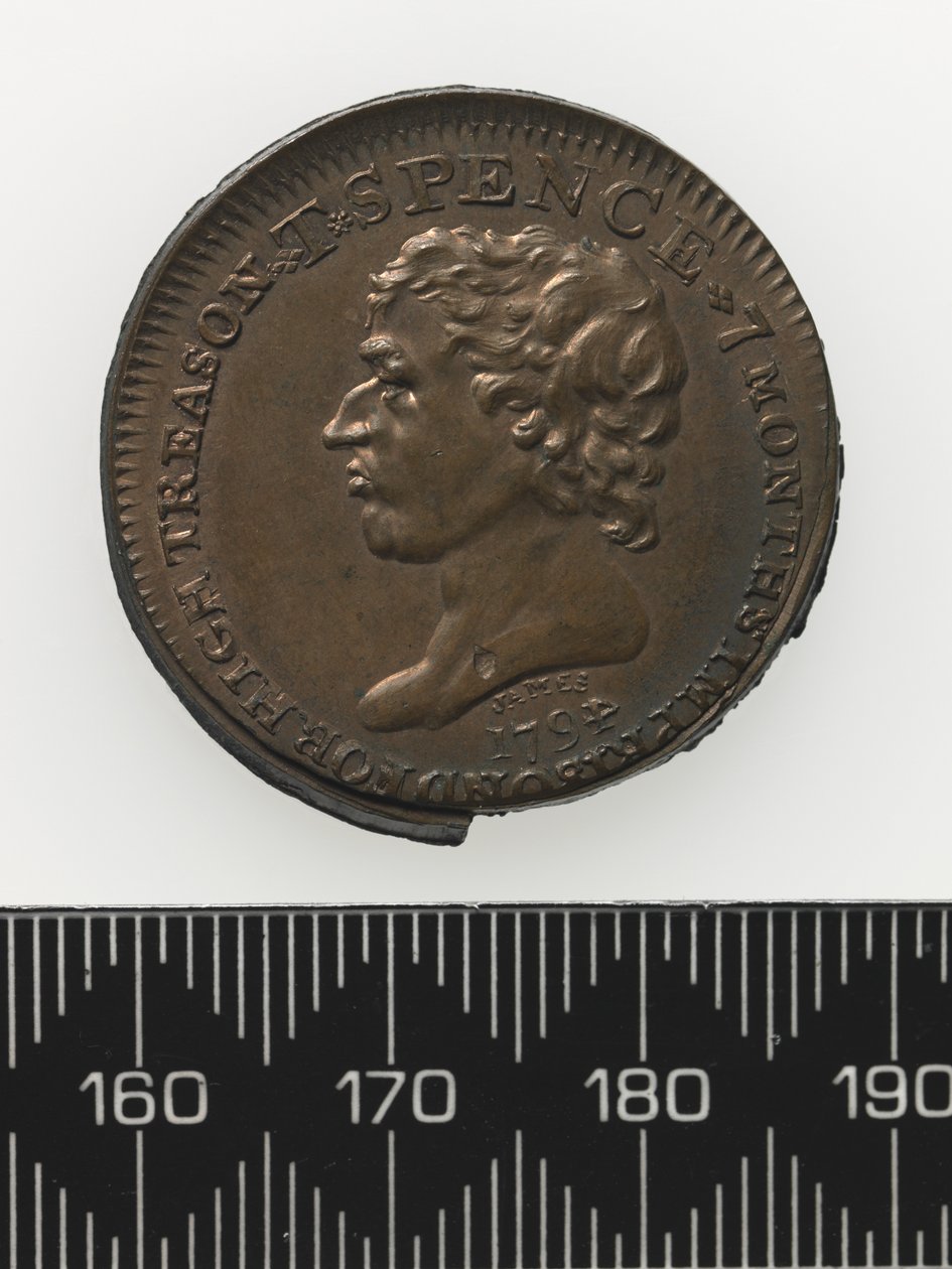 Buste van Thomas Spence Token, voorzijde door Charles James