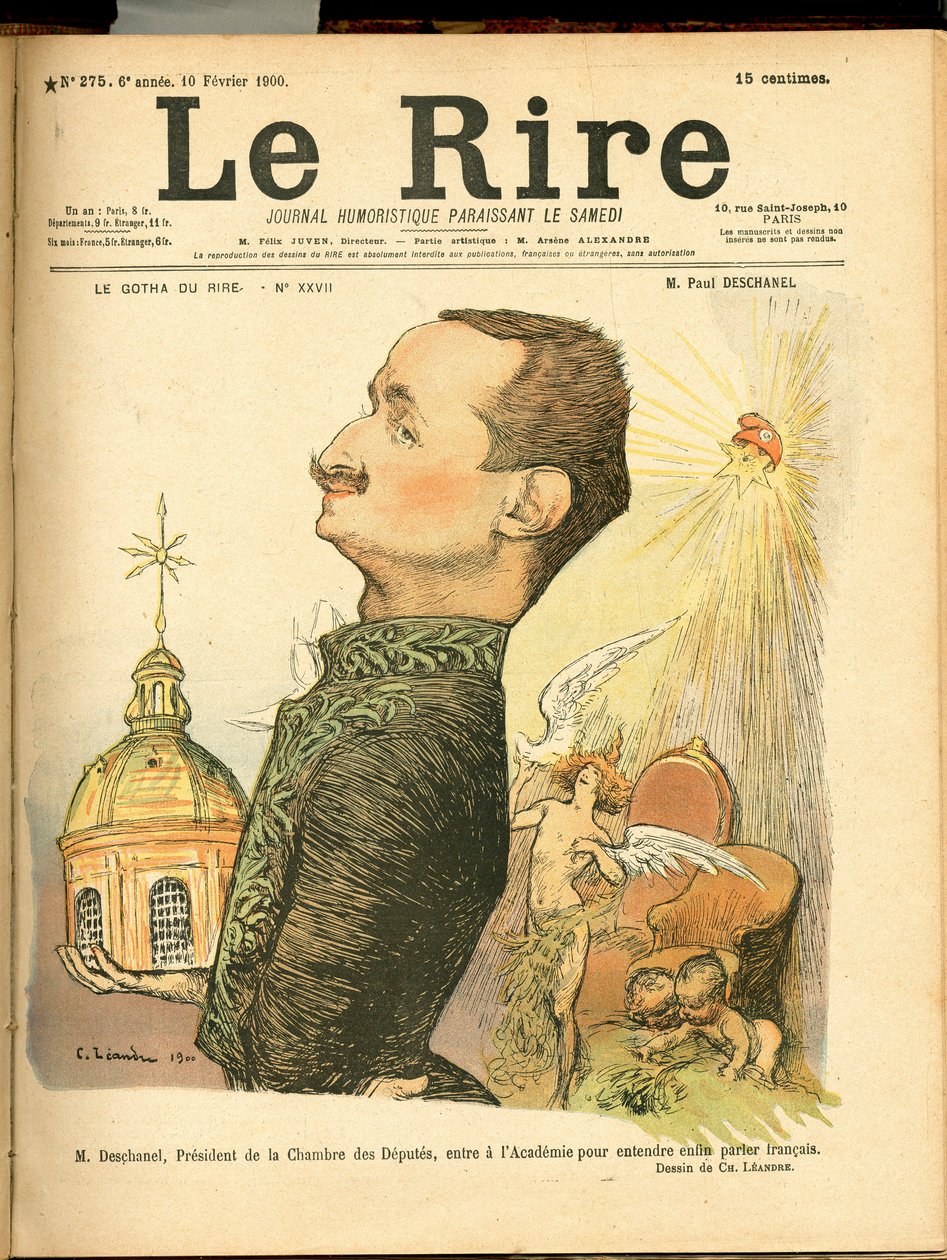 Omslag van "The Laughter", Satirisch in Kleuren door Charles Leandre