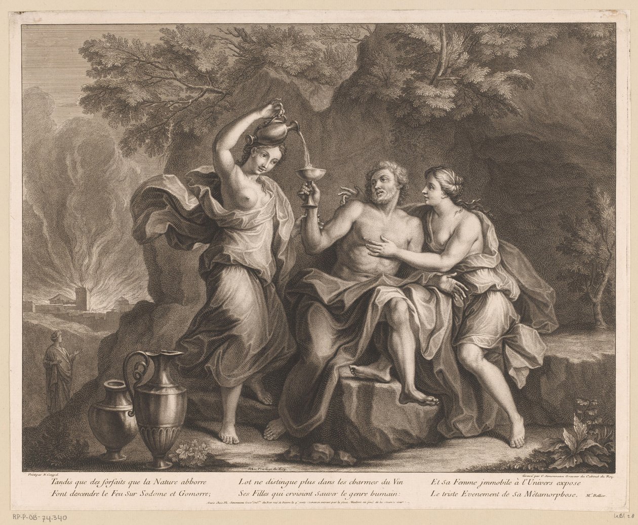 Lot en zijn dochters door Charles Louis Simonneau