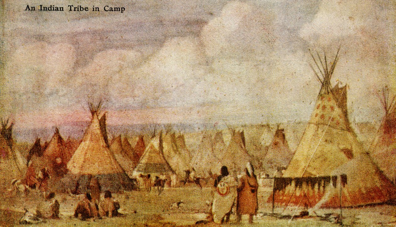 Een Inheems Amerikaans Kamp door Charles Marion Russell