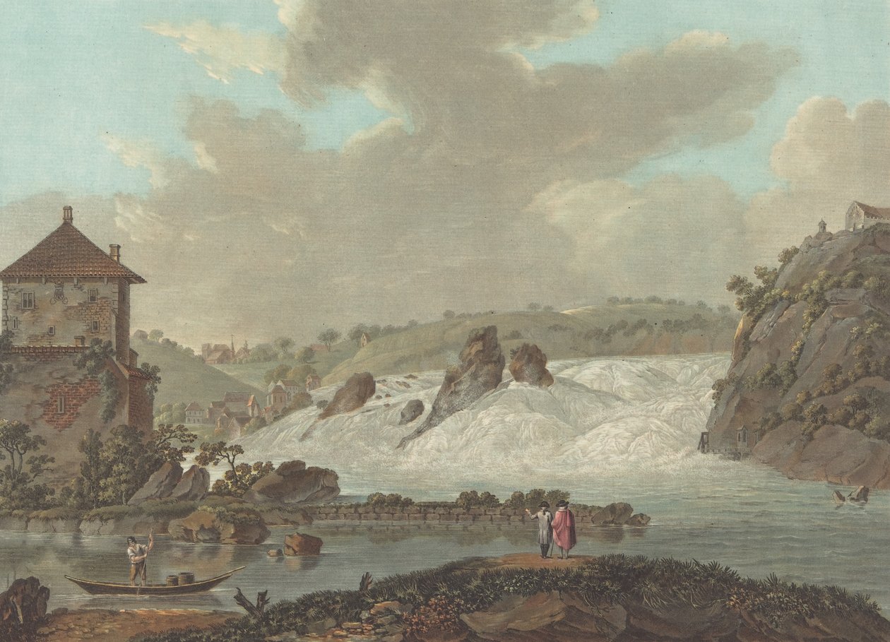 Watervallen van Schaffhausen, ca. 1784 door Charles Melchior Descourtis
