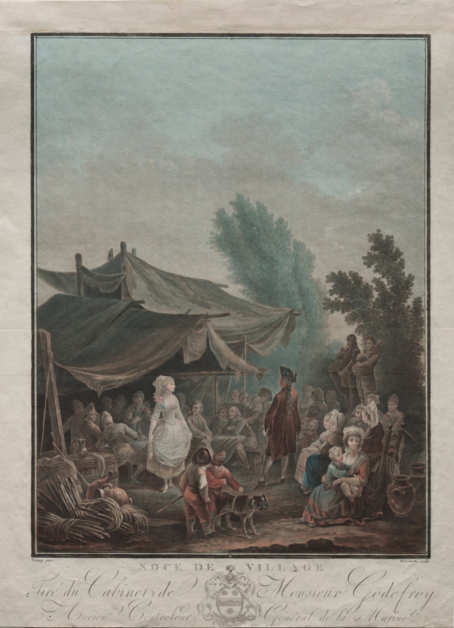 Dorpsbruiloft door Charles Melchior Descourtis