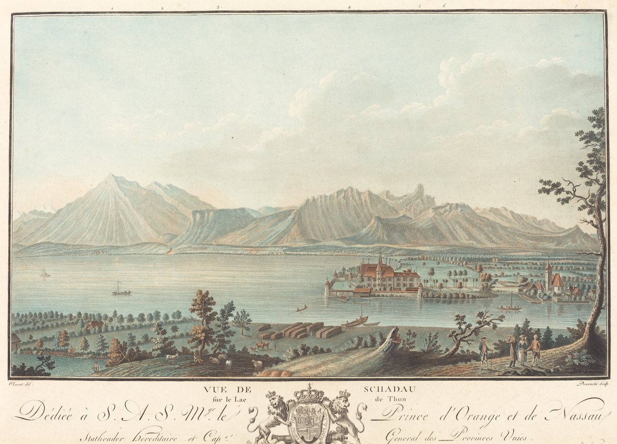 Vue de Schadau door Charles Melchior Descourtis