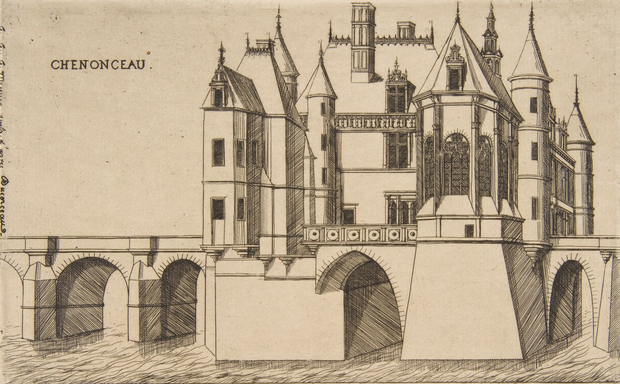 Château de Chenonceau, nr. 2, 1856 door Charles Meryon