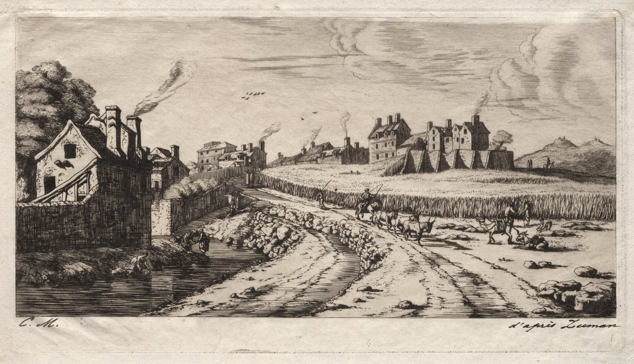 Ingang van de Faubourg, Saint-Marceau, Parijs door Charles Meryon