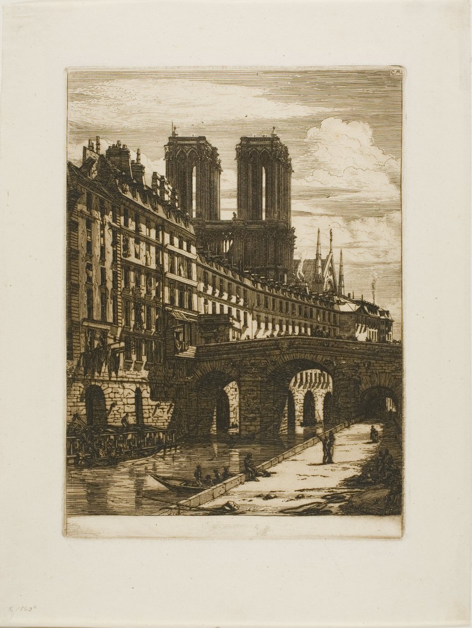 Le Petit Pont, Parijs door Charles Meryon