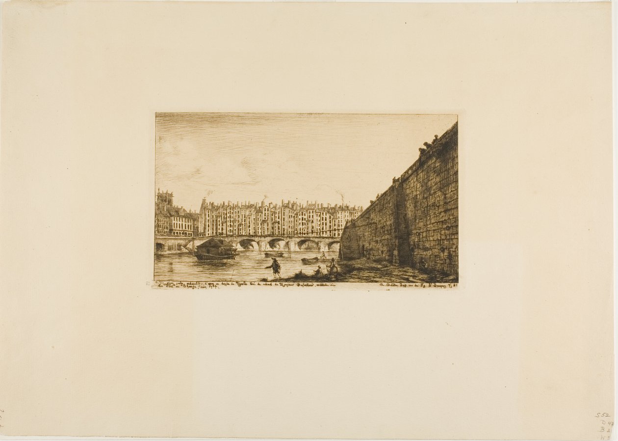 Pont-au-Change, Parijs, circa 1784 door Charles Meryon