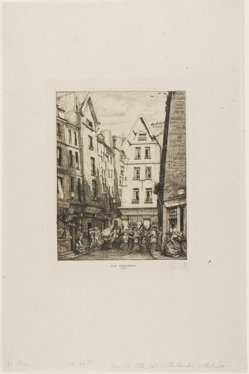 Rue Pirouette aux Halles, Parijs door Charles Meryon