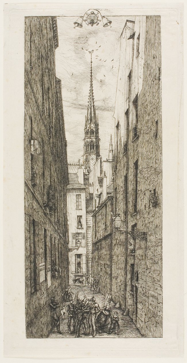 Rue des Chantres, Parijs door Charles Meryon