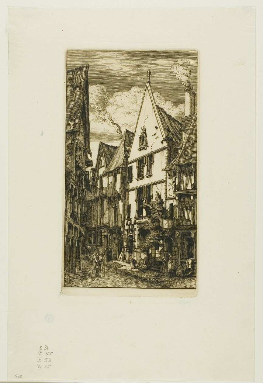 Rue des Toiles, Bourges door Charles Meryon