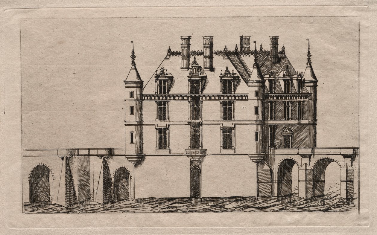 Het Kasteel van Chenonceau, 1856 door Charles Meryon
