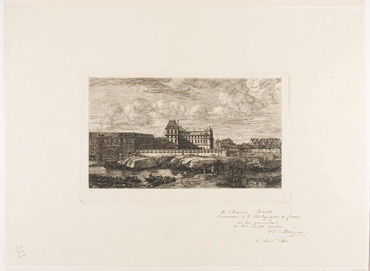 Het Oude Louvre, Parijs, 1651 door Charles Meryon