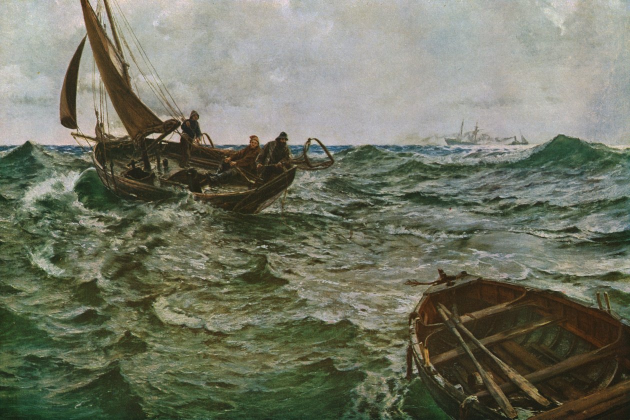 Op drift, ca. 1890, ca. 1930 door Charles Napier Hemy