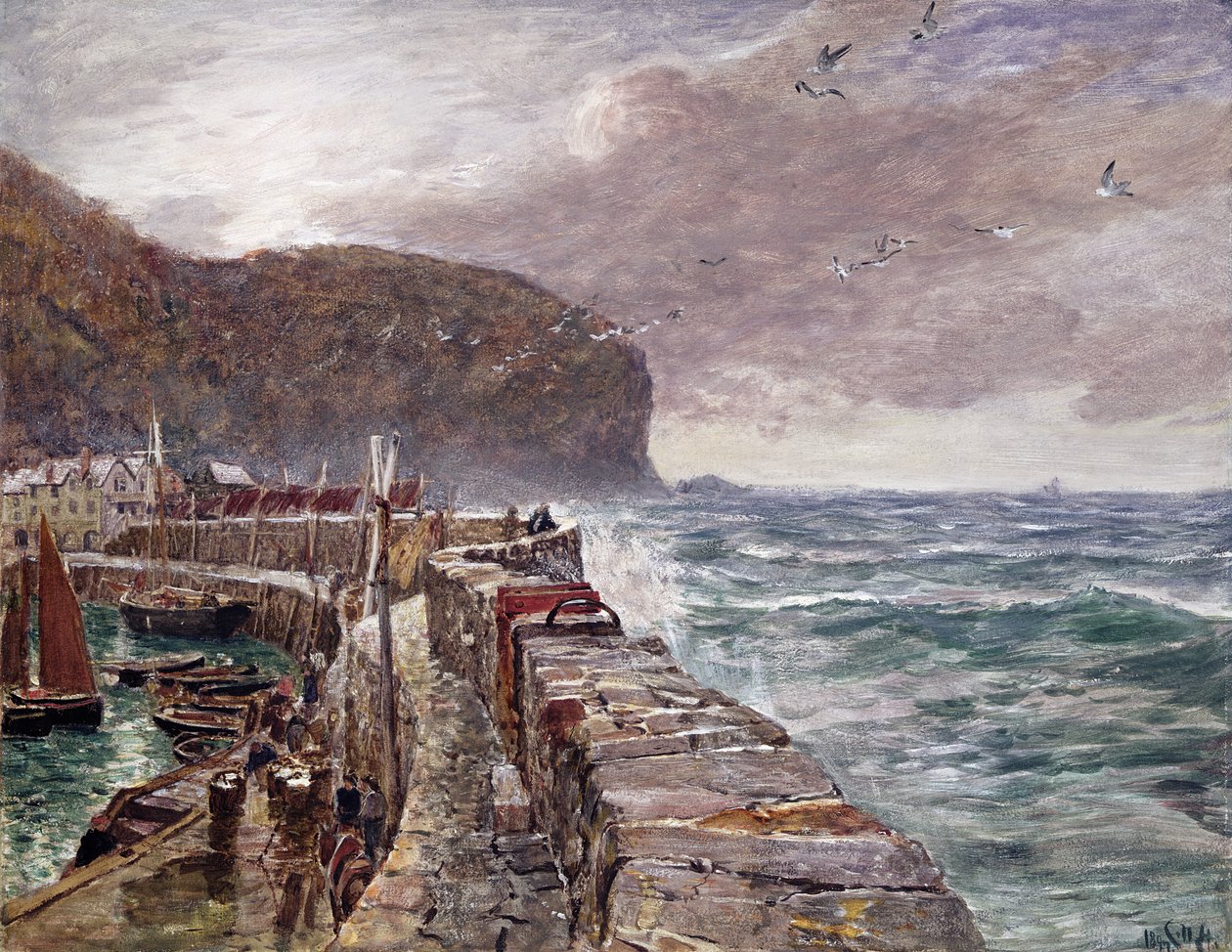 Clovelly Pier door Charles Napier Hemy