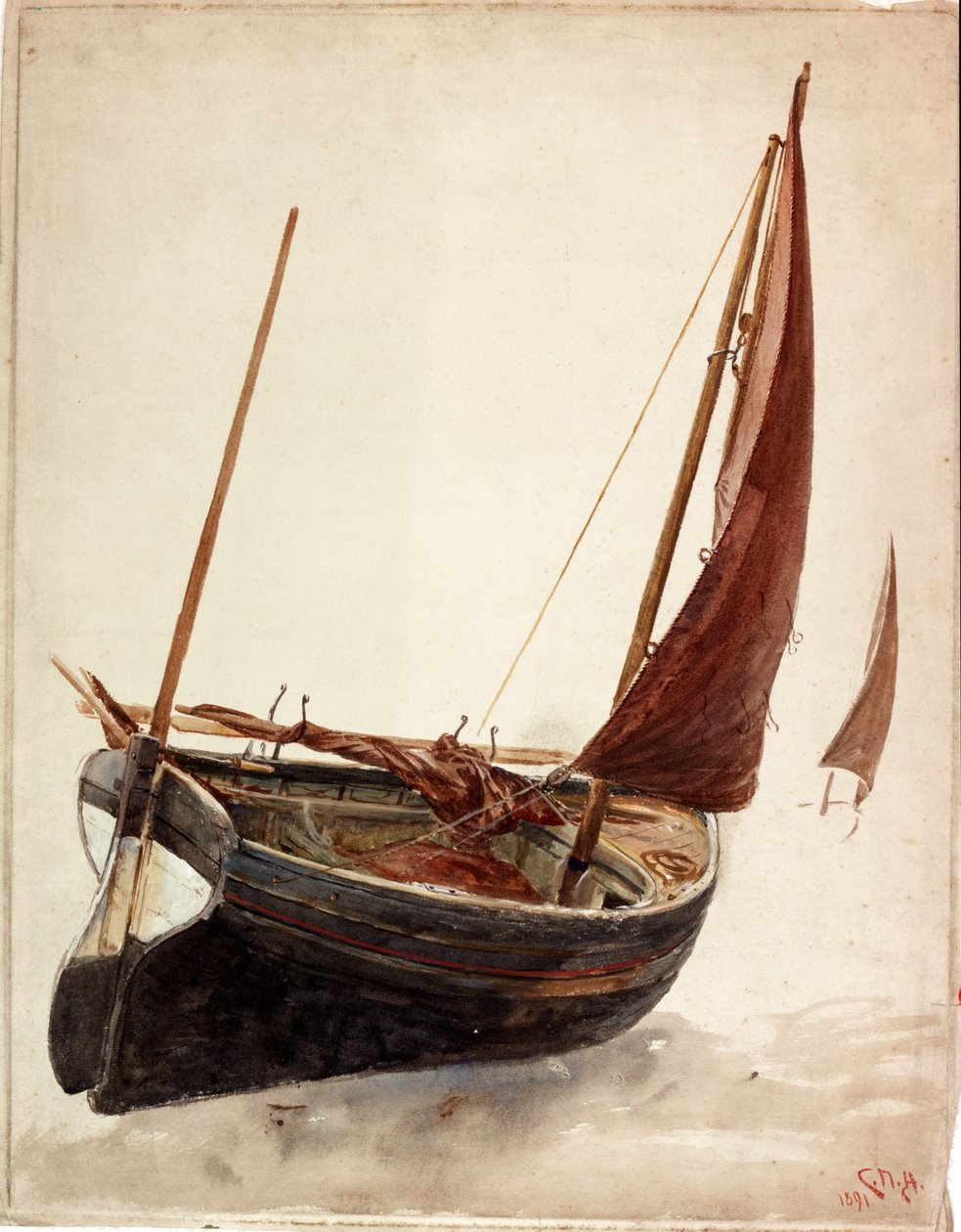 Studie van een Boot door Charles Napier Hemy
