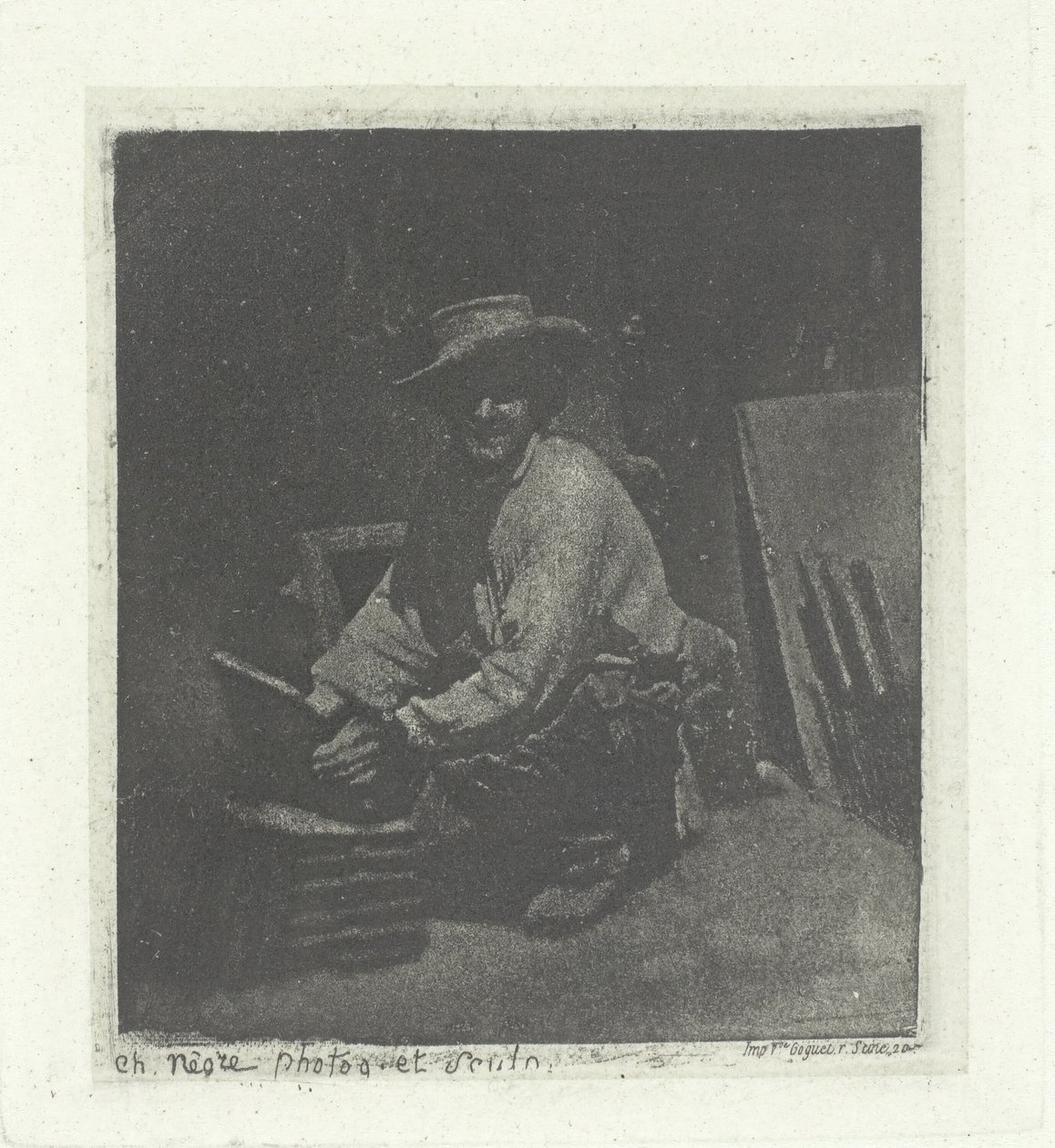 Knielende Metselaar, februari-maart 1854, gedrukt 1982 door Charles Nègre