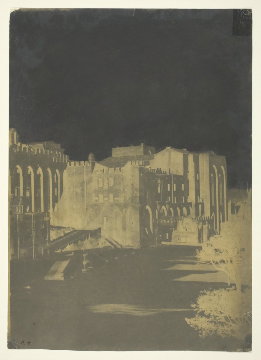 Het Paleis van de Paus, Avignon, ca. 1851 door Charles Nègre