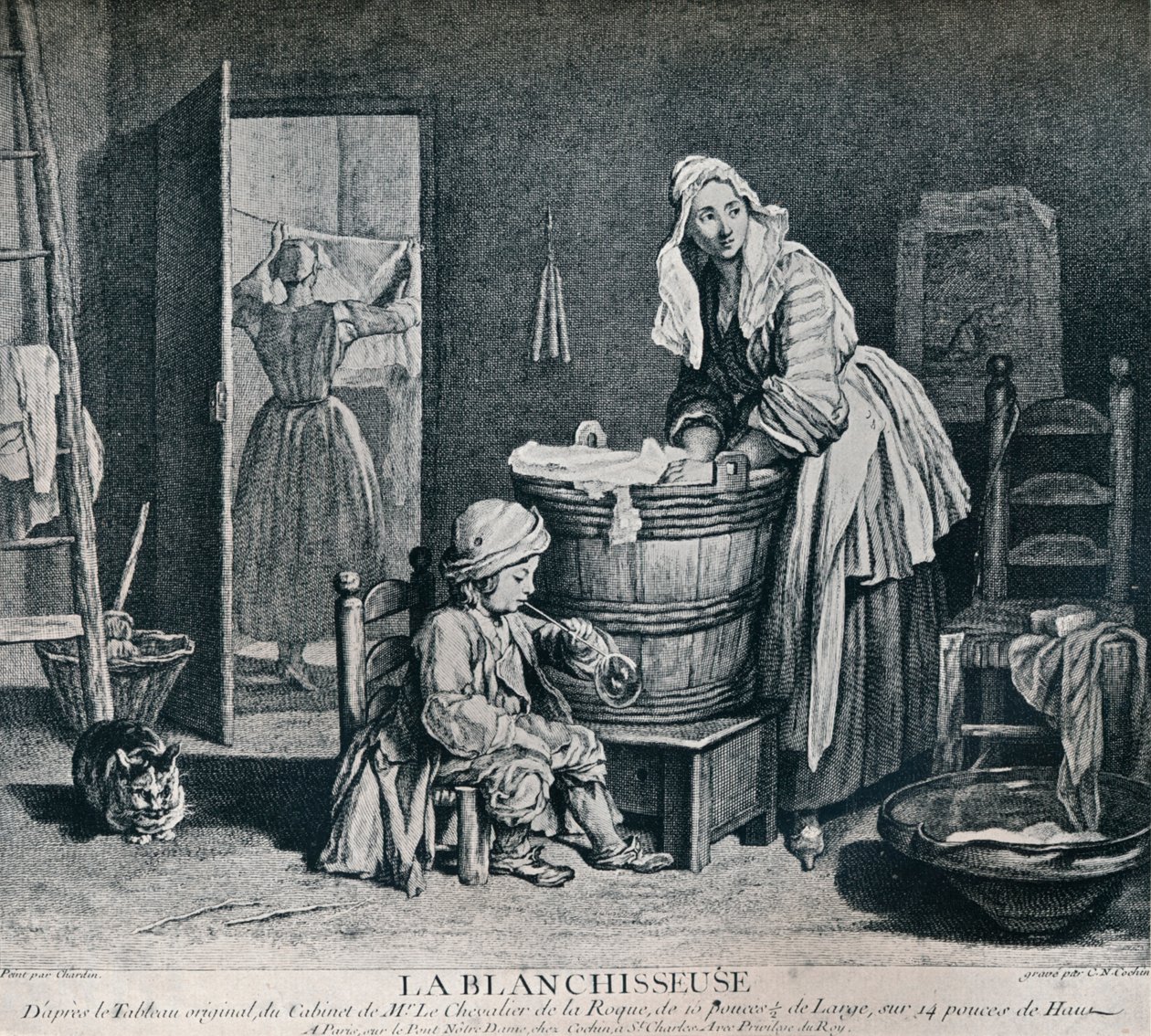 La Blanchisseuse, 18e eeuw, 1916 door Charles Nicolas Cochin