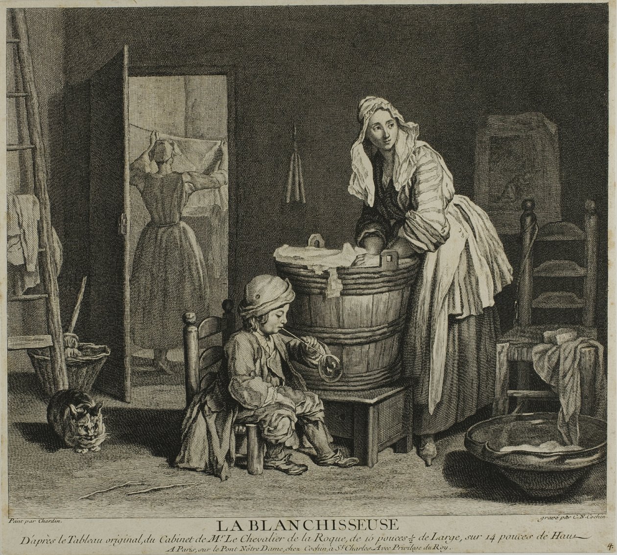 De wasvrouw door Charles Nicolas Cochin I