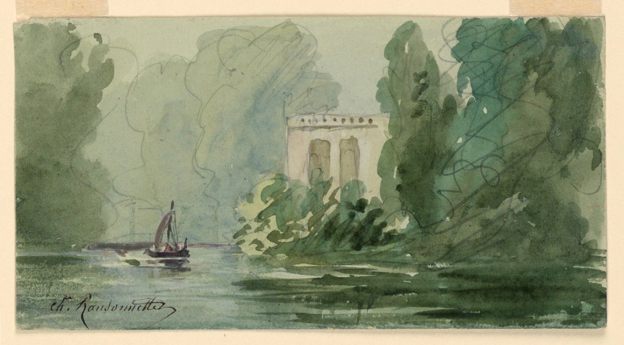 Denkbeeldig landschap door Charles Nicolas Ransonnette