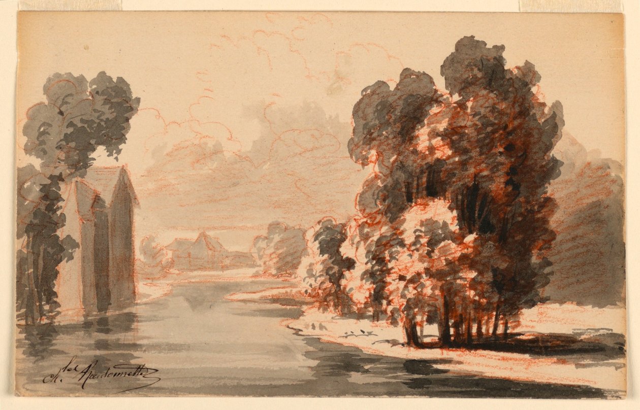 Landschap door Charles Nicolas Ransonnette