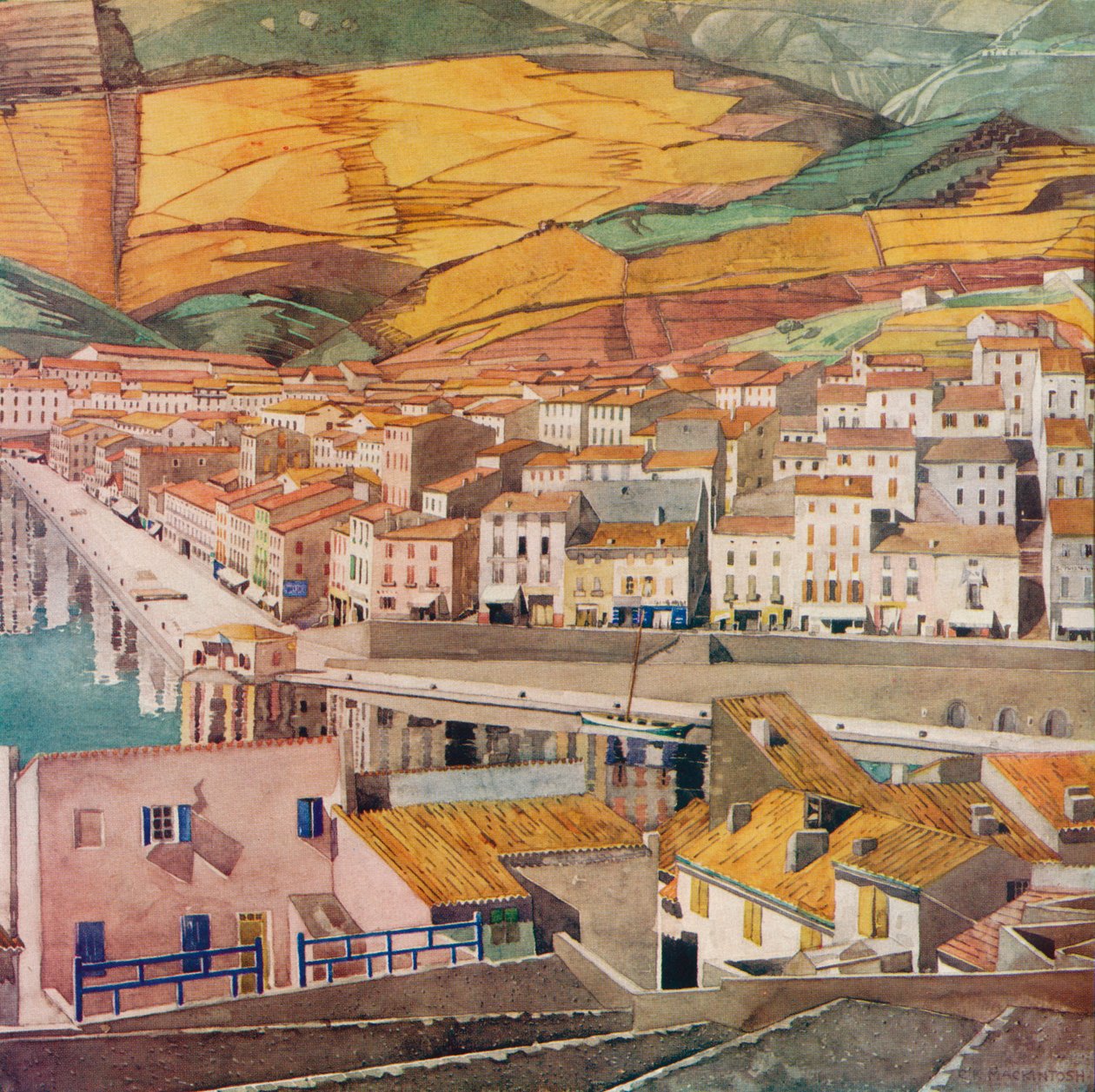 Port Vendres, La Ville, ca. 1925 door Charles Rennie Mackintosh