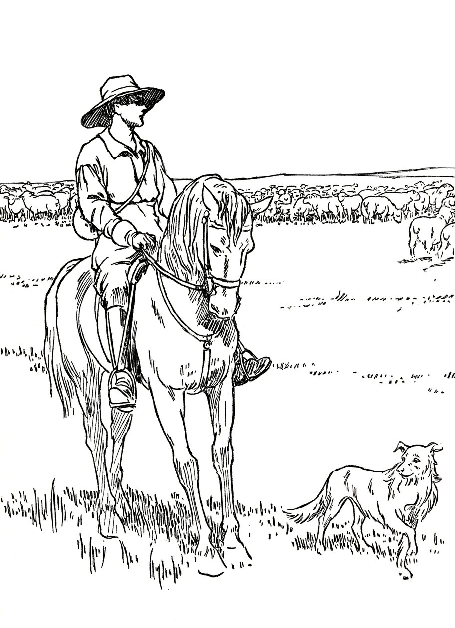 Een schapenstation in Australië, 1912 door Charles Robinson