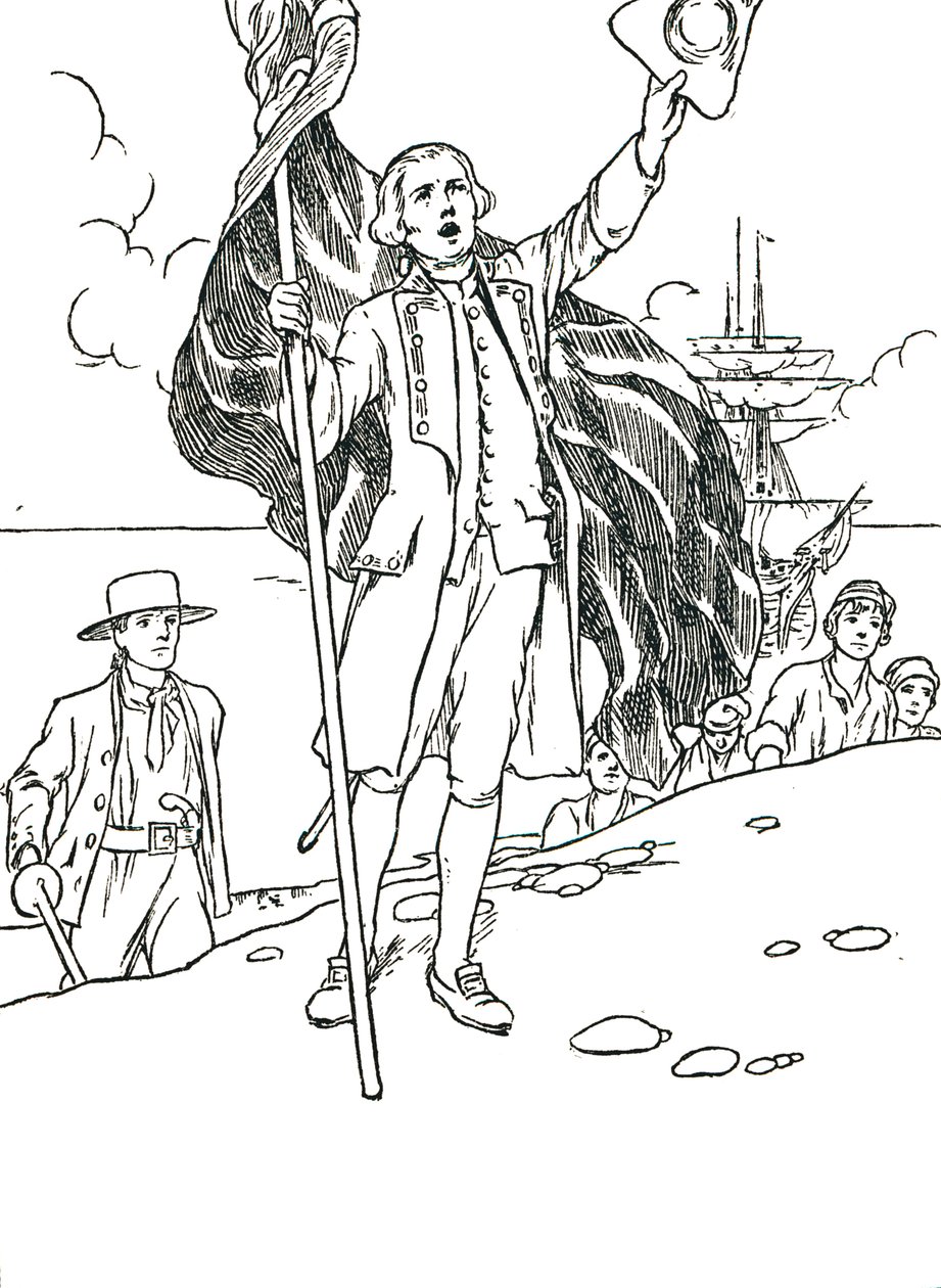 Kapitein Cook landt in Australië, 1912 door Charles Robinson