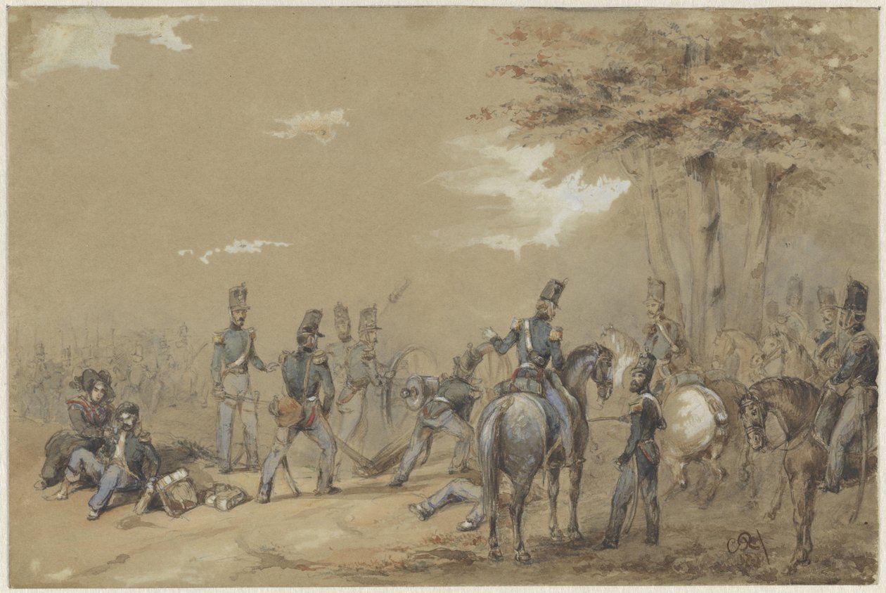 Infanterie in gevecht door Charles Rochussen