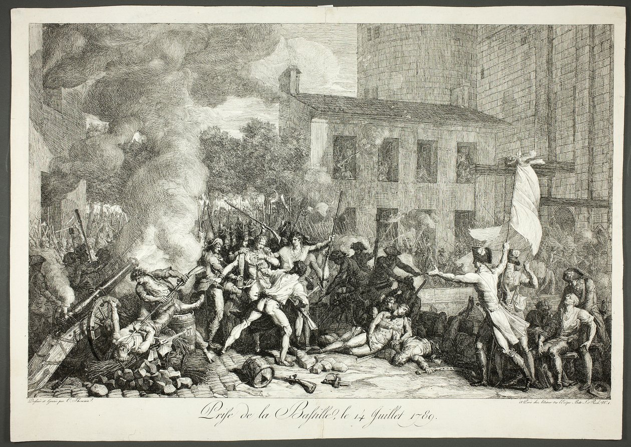 Het veroveren van de Bastille, 14 juli 1789 door Charles Thevenin