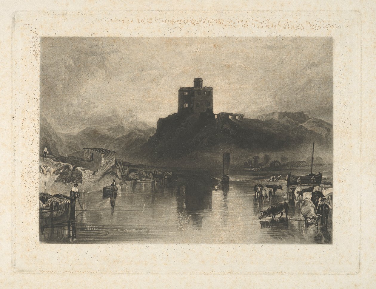 Kasteel Norham, aan de rivier de Tweed door Charles Turner